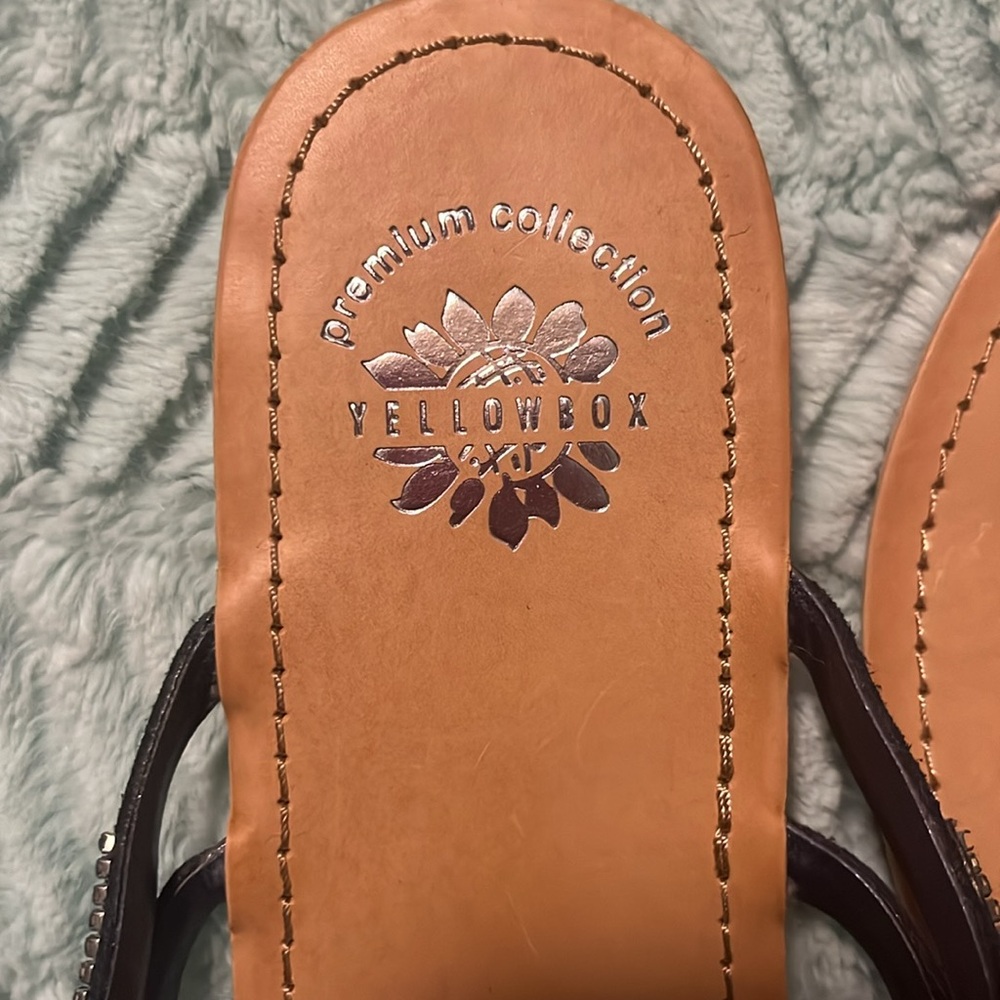 Yellow Box Blue Crystal Embellished Flip Flops - 10 - Picture 3 of 6